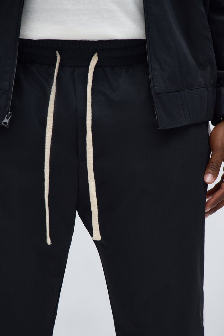 Slim Knit Stripe Pant - Black