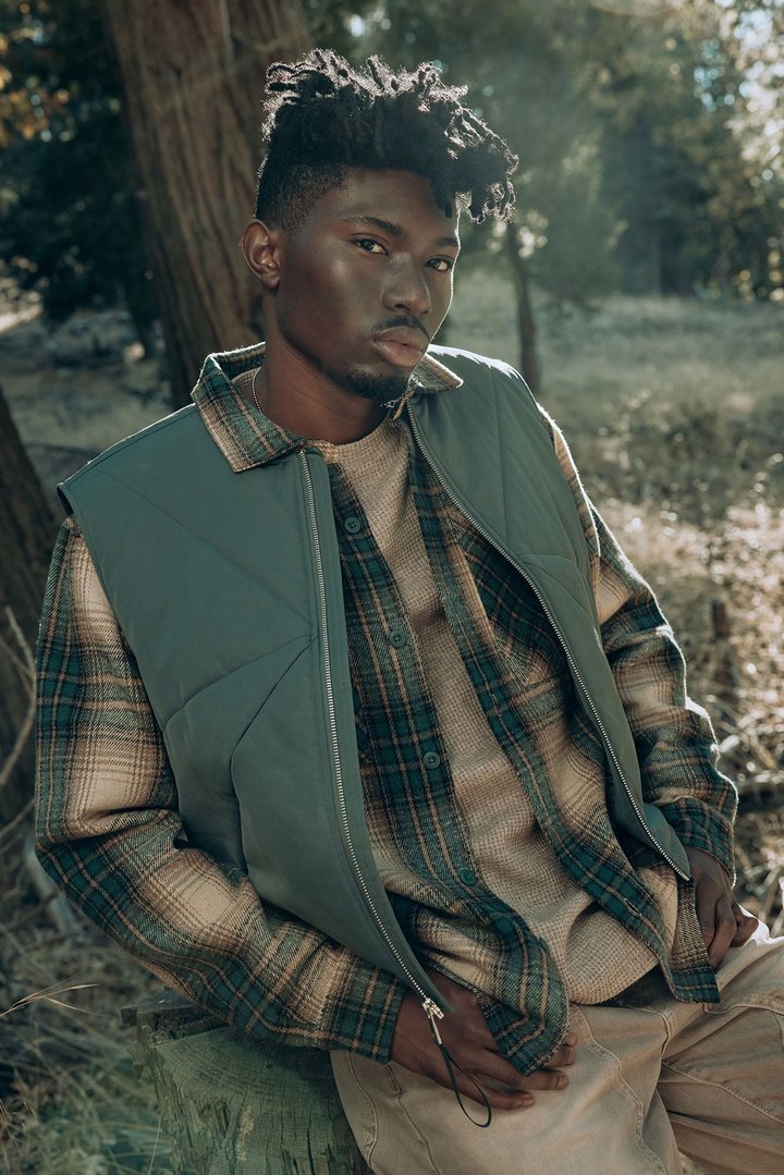 Look At Me Paneled Padded Vest - Olive