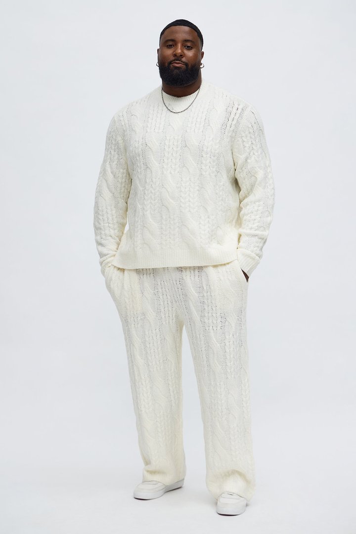 Day To Day Cable Knit Sweatpants - Off White