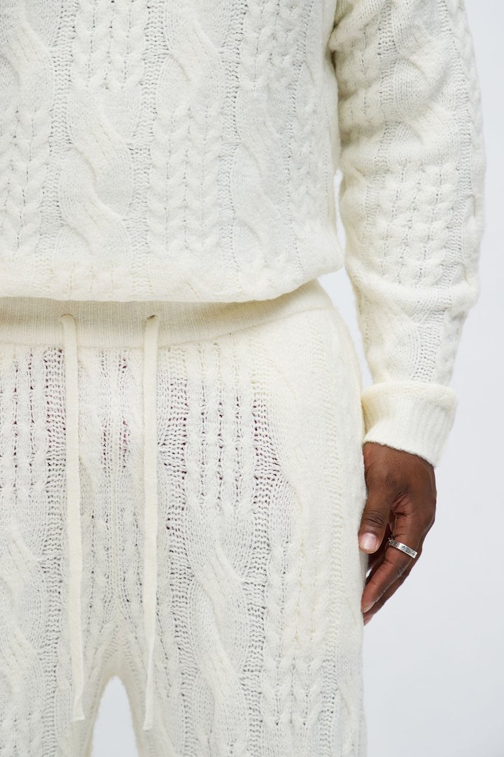 Day To Day Cable Knit Sweatpants - Off White