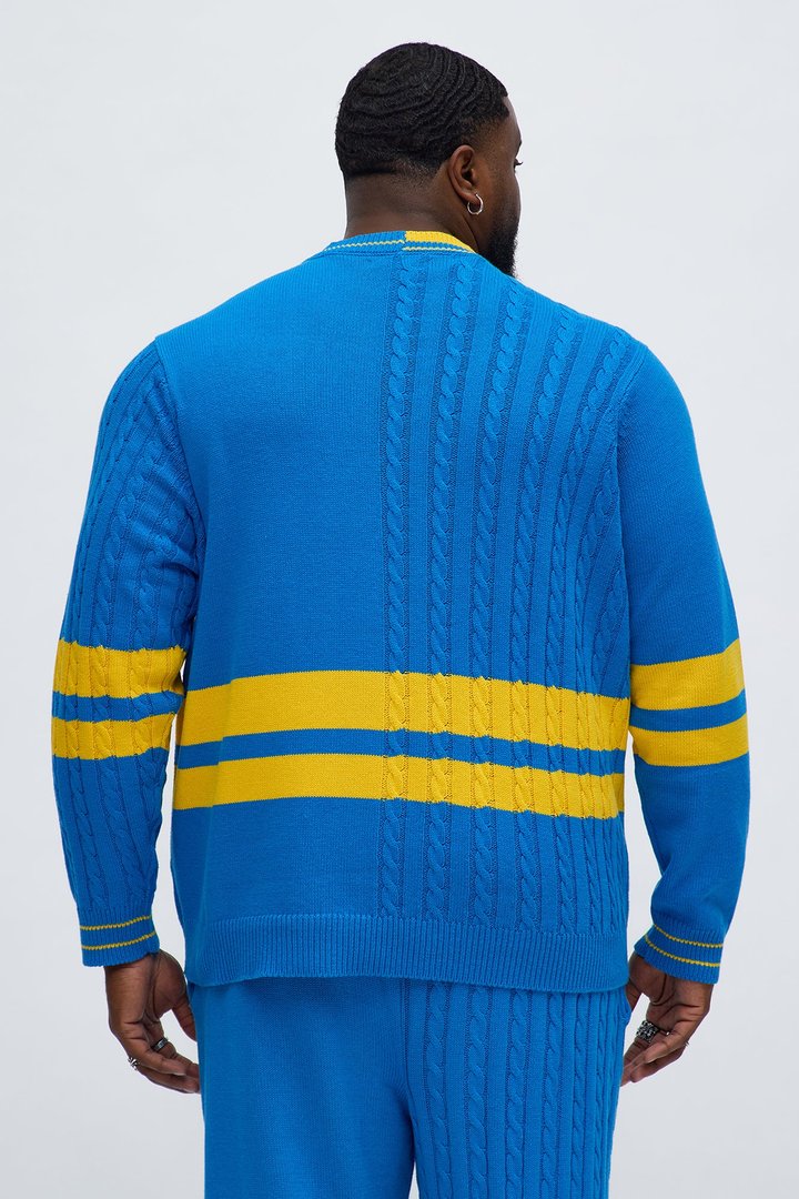 Preppy Life V Neck Sweater - Blue/combo