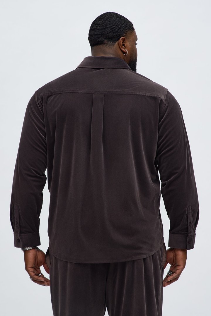Relaxed Lincoln Park Textured Button Up Shirt - Brown