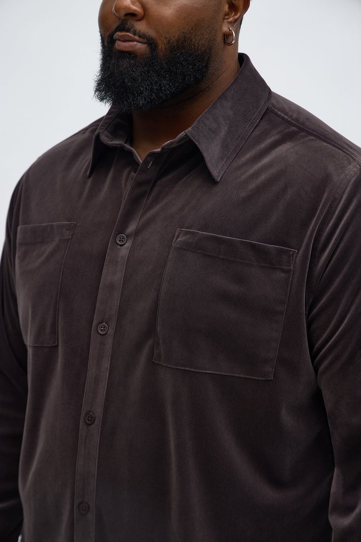 Relaxed Lincoln Park Textured Button Up Shirt - Brown