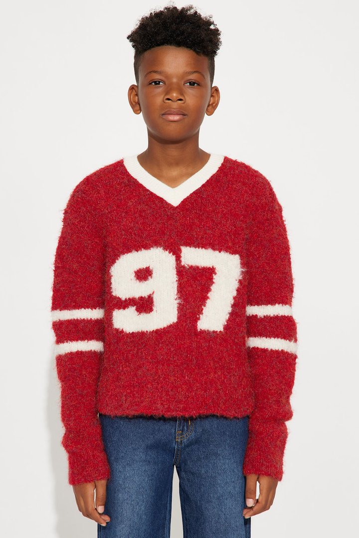 Mini Winning Team Fuzzy Knit - Red