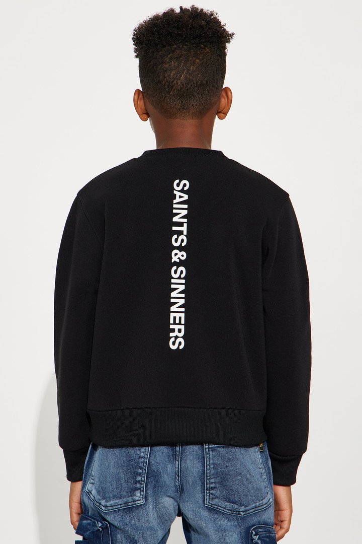 Mini Saints & Sinners Front/Back Crew Neck Sweatshirt - Black