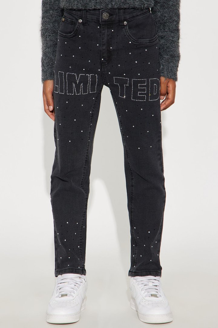 Mini Finezza Embellished Straight Leg Jeans - Charcoal