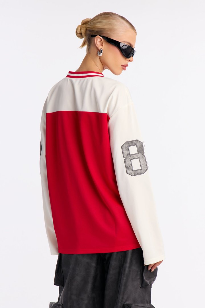 Amiko Varsity Camo Long Sleeve Jersey - Red