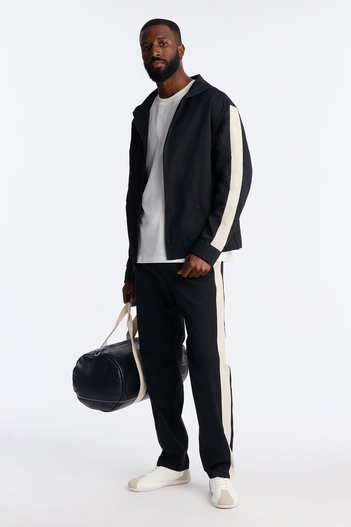 Slim Knit Stripe Pant - Black
