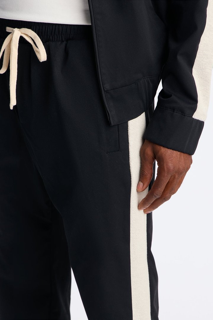 Slim Knit Stripe Pant - Black