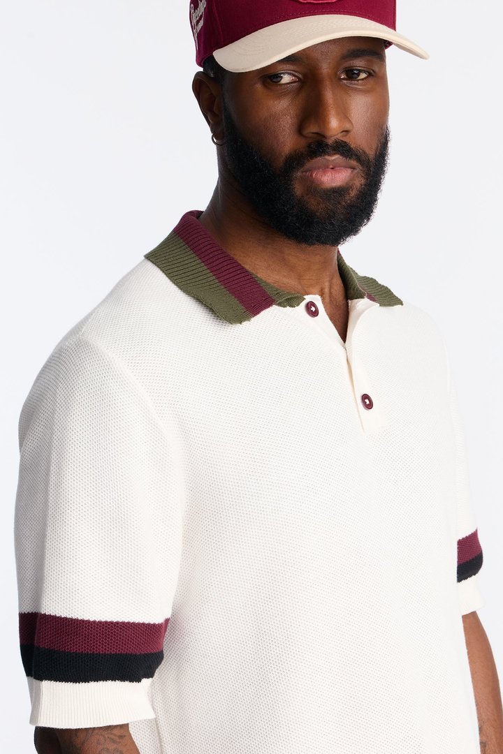 Driftwood Colorblock Short Sleeve Polo - White/combo