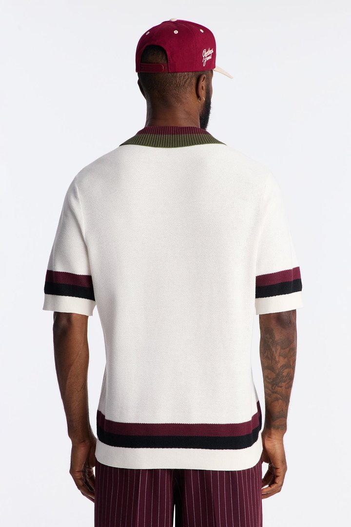 Driftwood Colorblock Short Sleeve Polo - White/combo