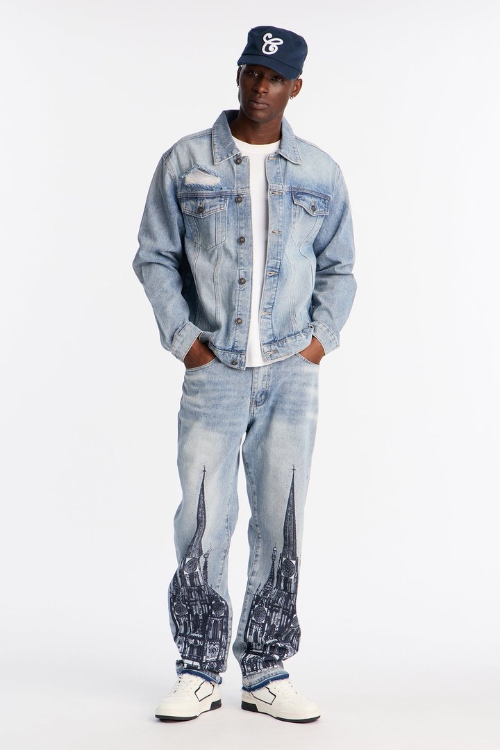 Straight Cathedral Jean - Medium Blue Wash