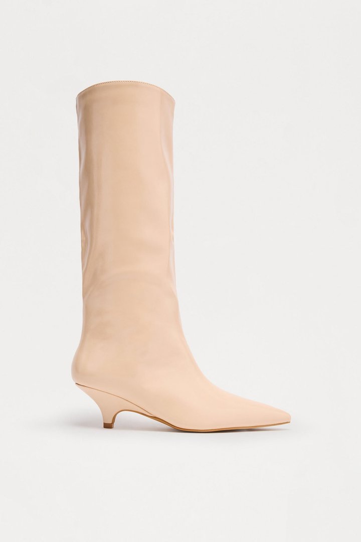 Lana Faux Leather Boots - Nude