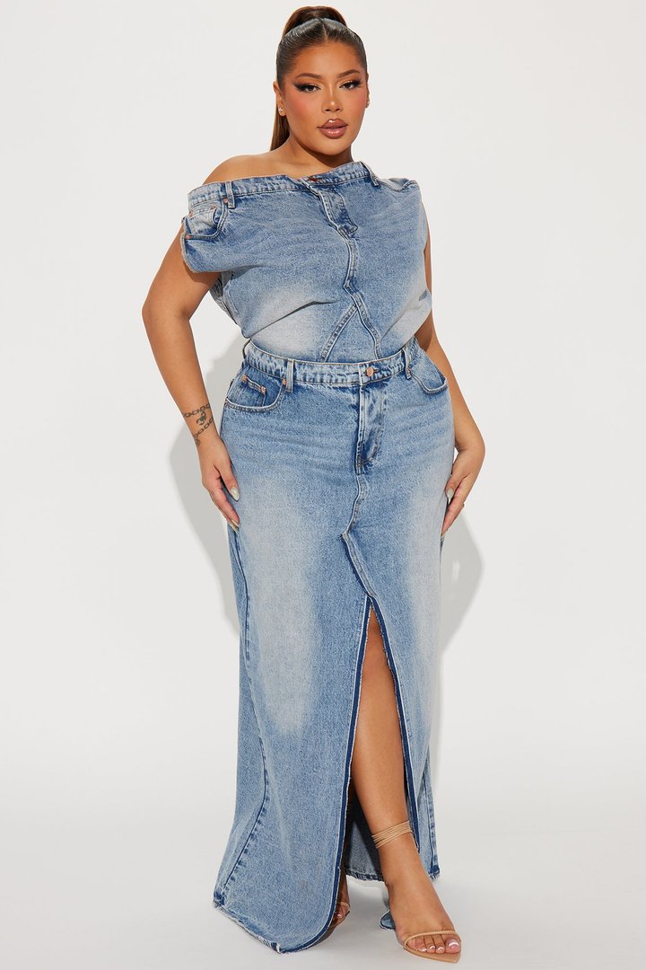 Demi Denim Maxi Dress - Medium Wash