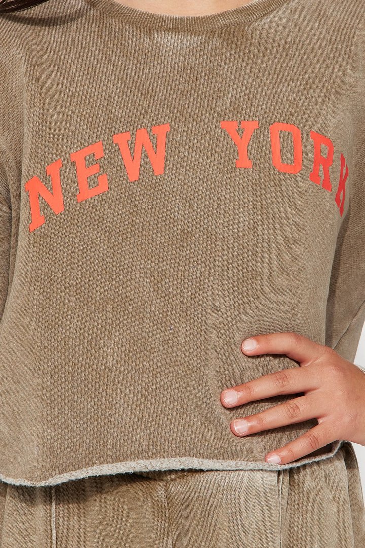 Mini New York Cropped Sweatshirt - Taupe/combo