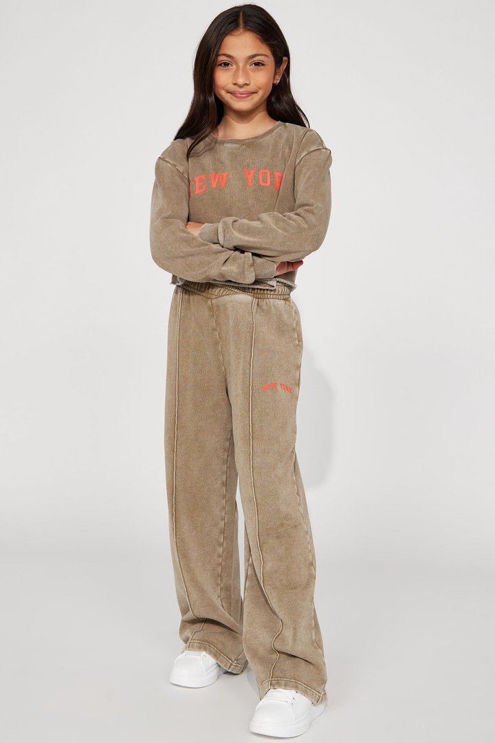 Mini New York Washed Wide Leg Pant - Taupe/combo