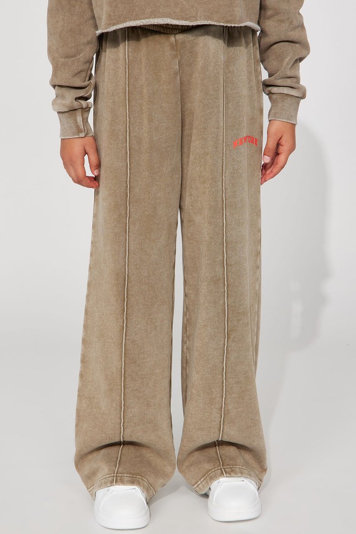 Mini New York Washed Wide Leg Pant - Taupe/combo