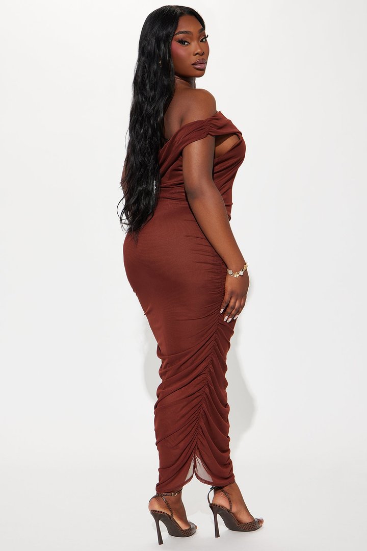 Real Legacy Mesh Midi Dress - Brown