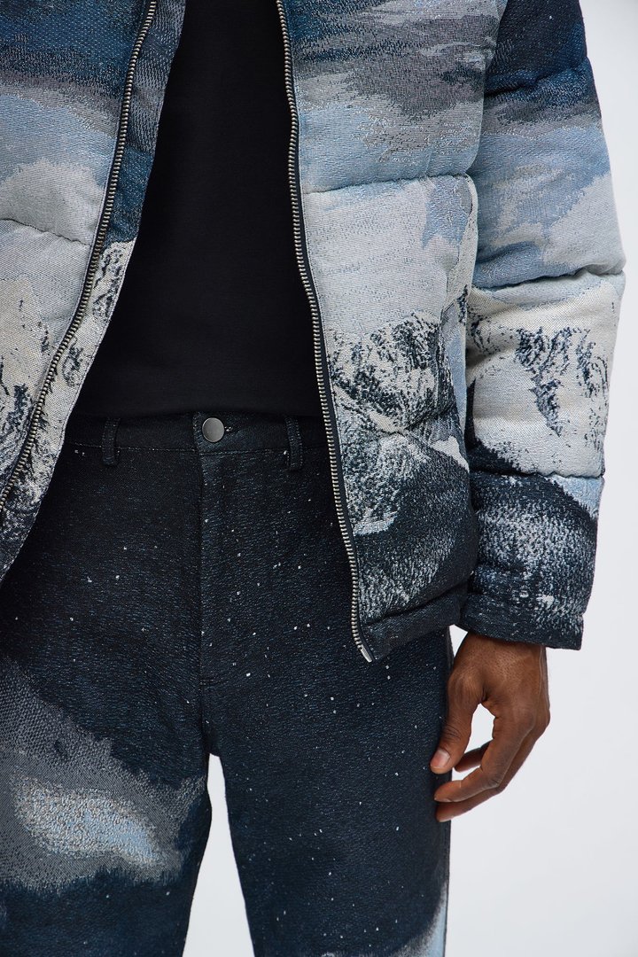 Straight Cabin Escape Tapestry Pant - Navy