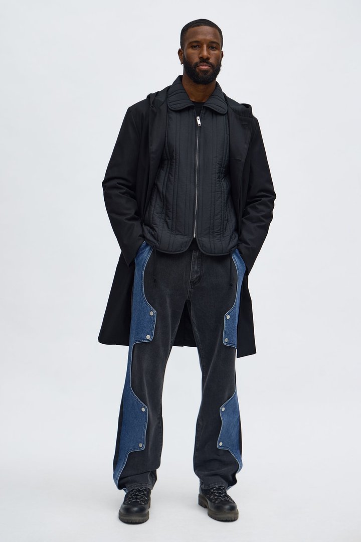 Straight Snap Contrast Jean - Black/Blue