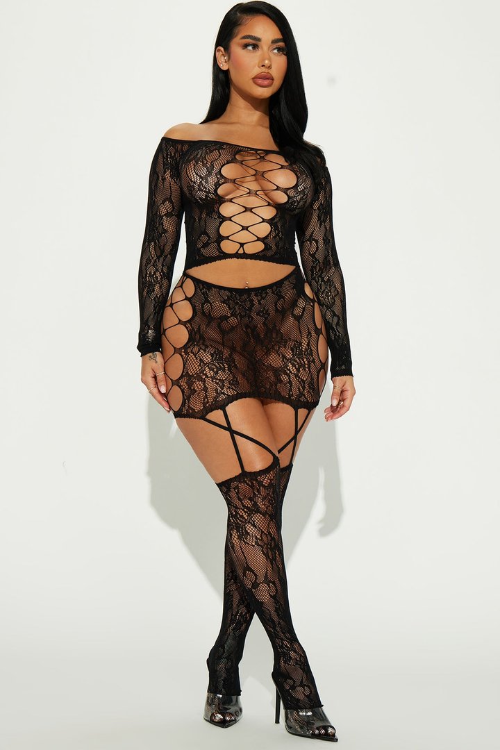Midnight Stars Bodystocking Set - Black