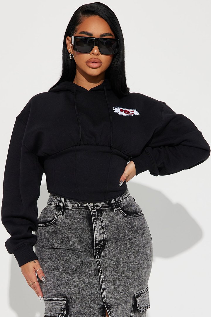 Kansas City Chiefs Corset Hoodie - Black