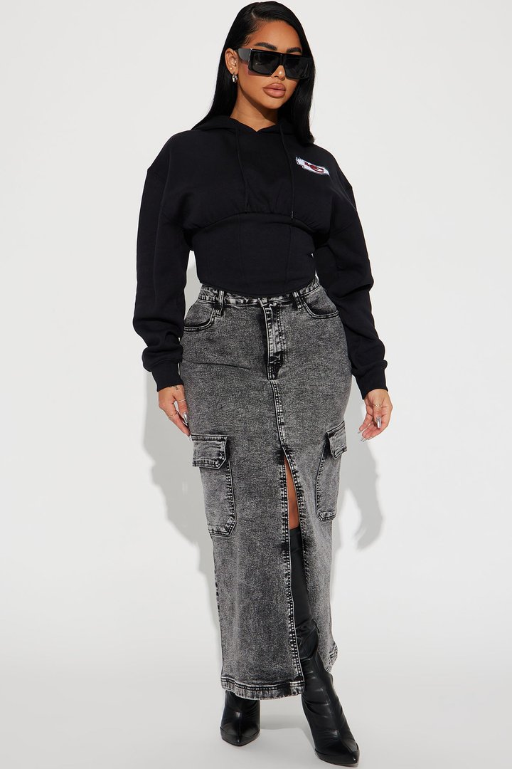 Kansas City Chiefs Corset Hoodie - Black