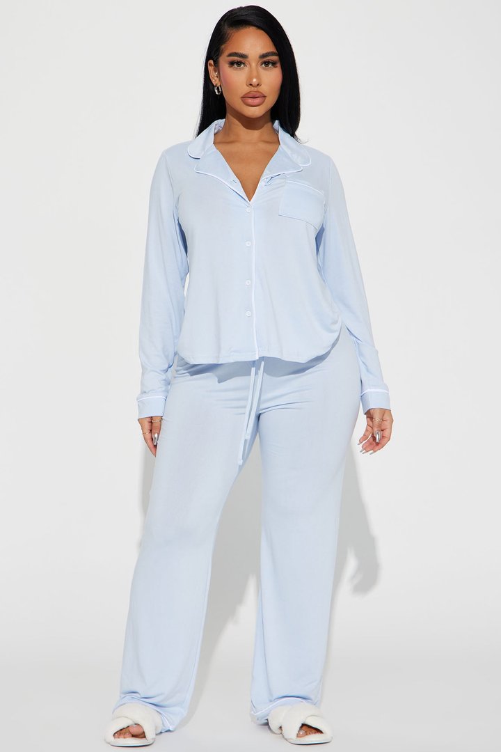 In The Morning PJ Pant Set - Light Blue