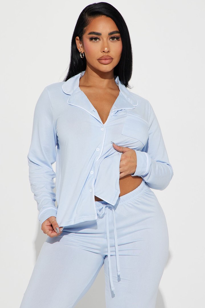In The Morning PJ Pant Set - Light Blue