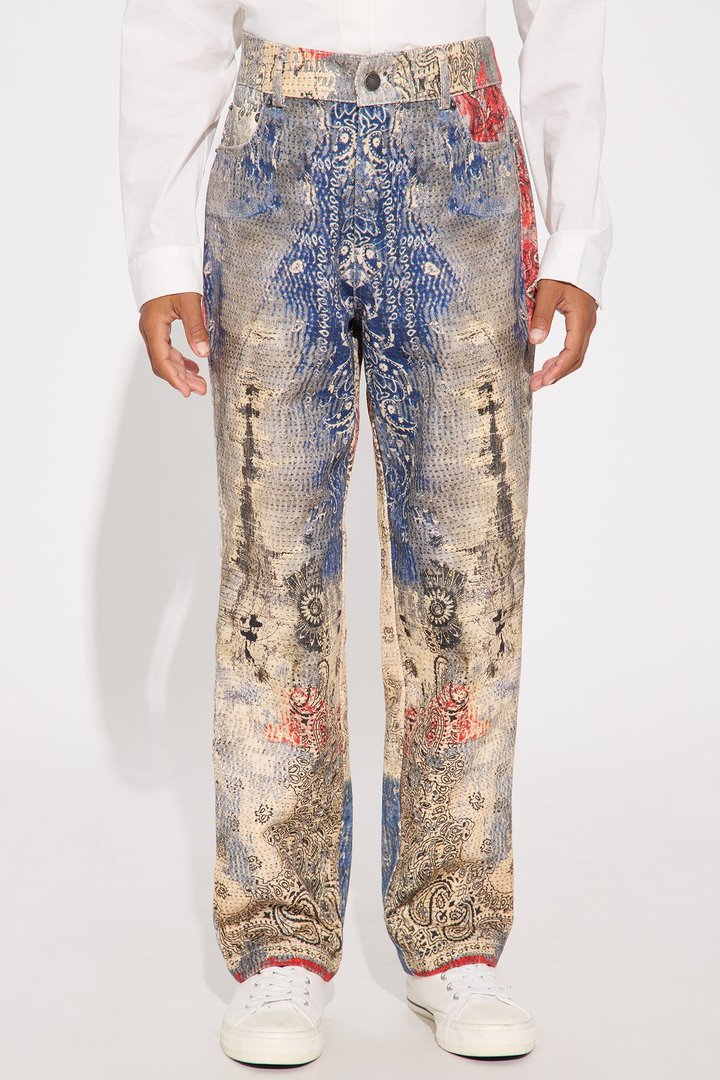 Mini Straight Bandana Duality Printed Pants - Multi Color