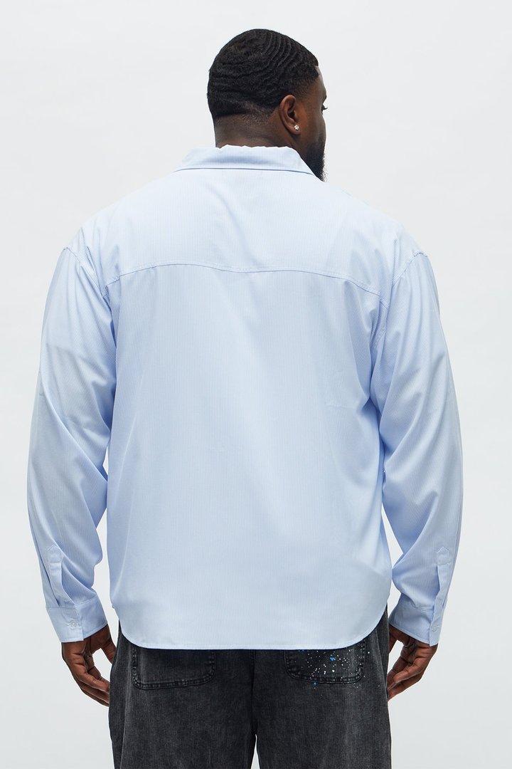 Testament Pinstripe Button Up Shirt - Light Blue