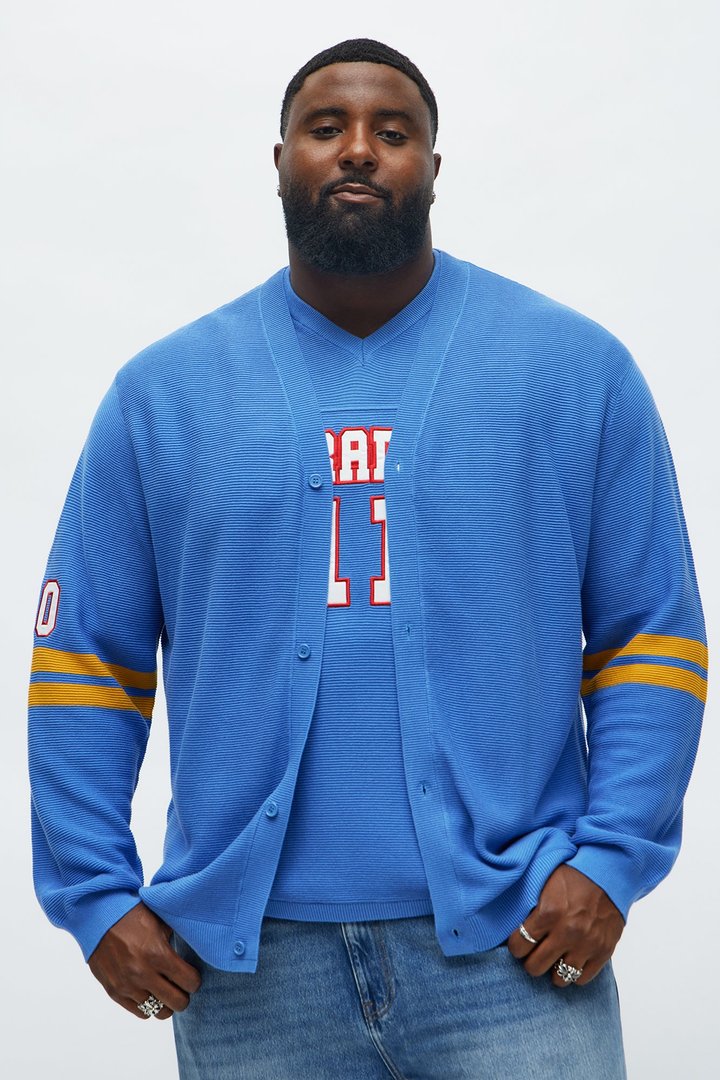 Knit New York Varsity Cardigan - Blue