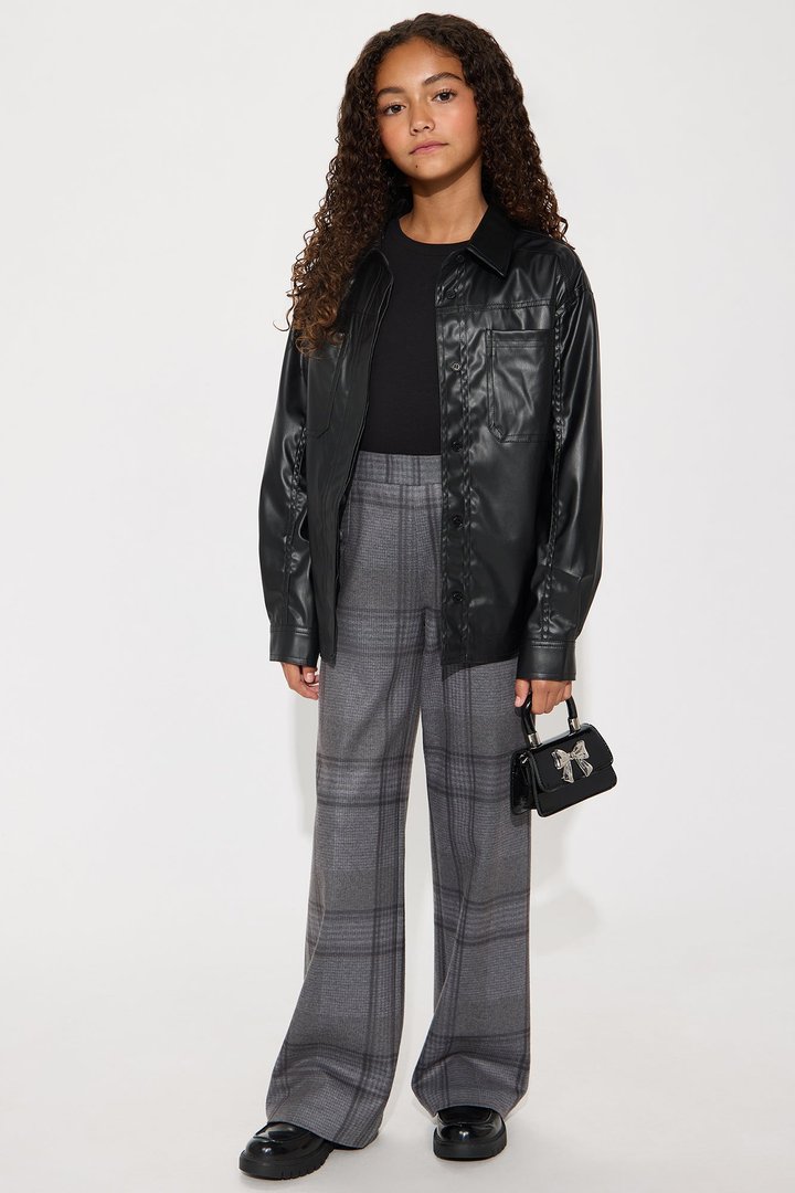 Mini Preppy Wide Leg Pant - Grey/combo
