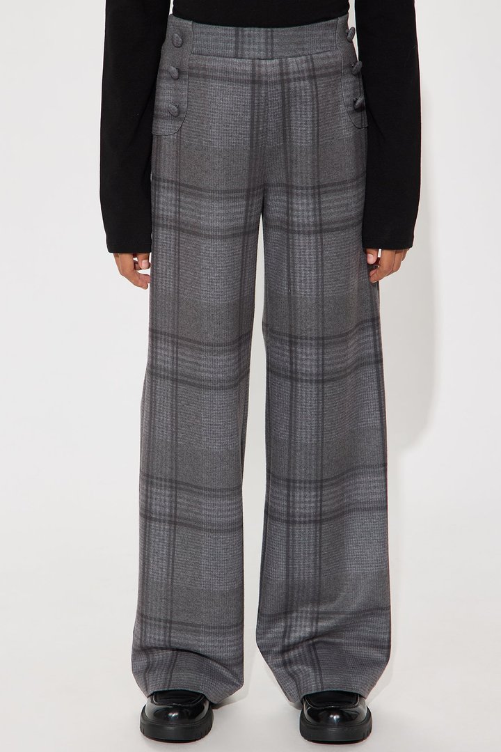 Mini Preppy Wide Leg Pant - Grey/combo