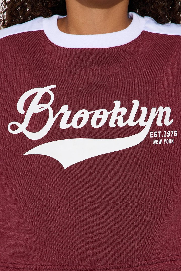 Mini Brooklyn Life Fleece Jogger Set - Burgundy