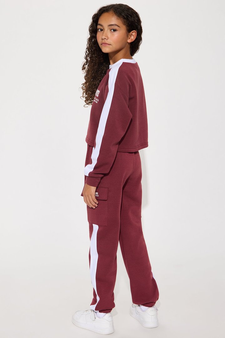 Mini Brooklyn Life Fleece Jogger Set - Burgundy