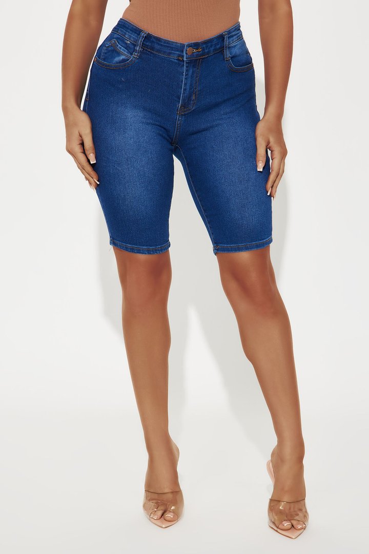 Cataliya Booty Lifting Denim Bermudas - Dark Wash