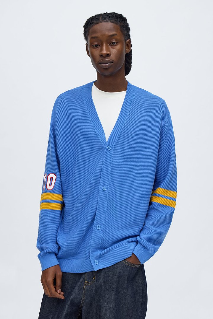 Knit New York Varsity Cardigan - Blue