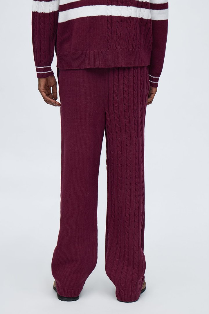 Preppy Life Sweater Knit Pant - Burgundy/combo