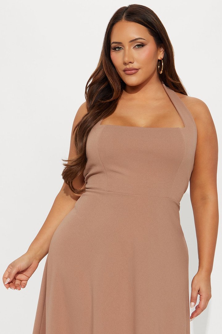 Alena Halter Midi Dress - Khaki