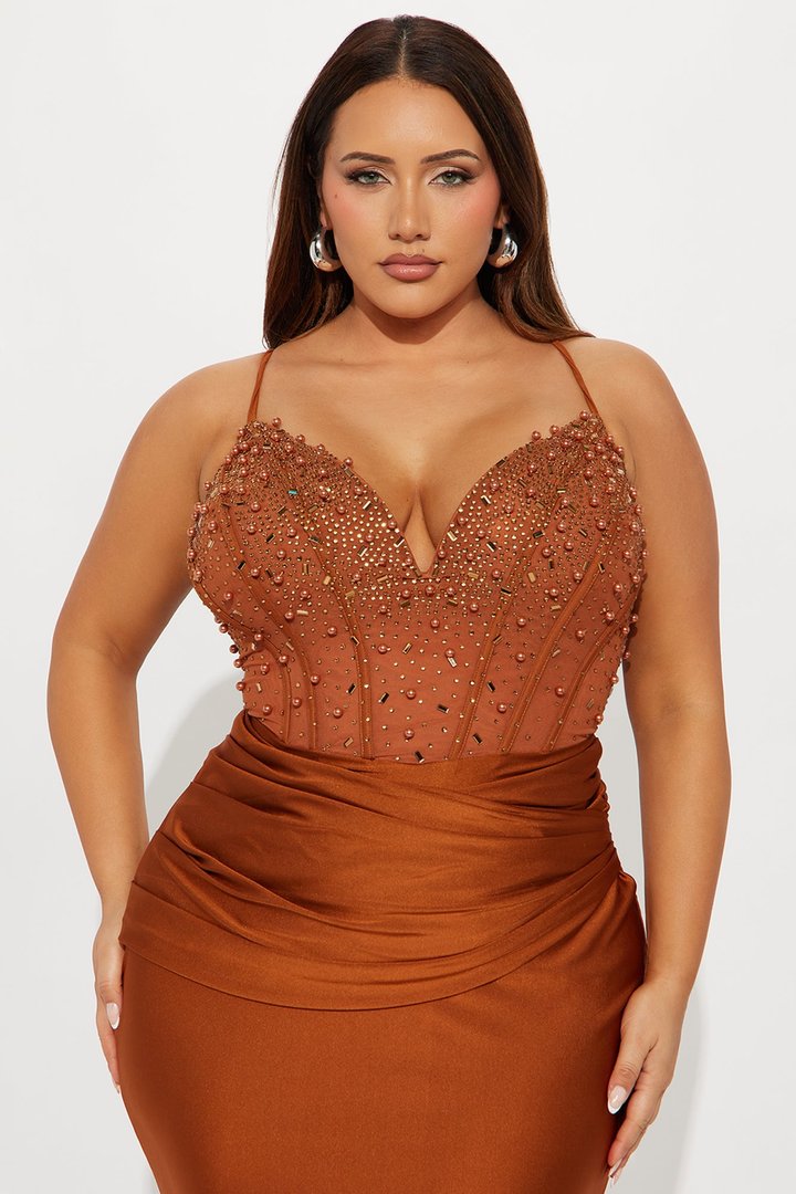 Players Charm Embellished Maxi Gown - Brown