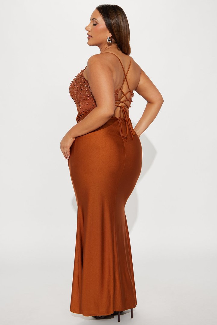 Players Charm Embellished Maxi Gown - Brown