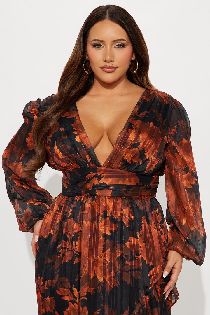 Only Sweet Floral Maxi Dress - Black/Orange