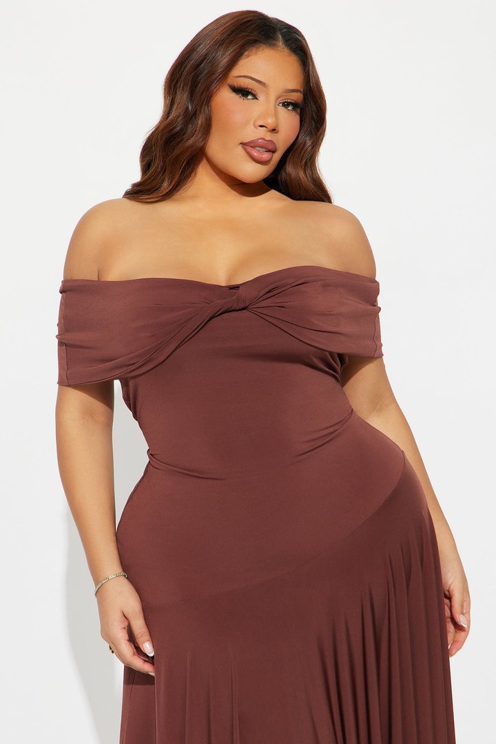 Brielle Asymmetrical Midi Dress - Chocolate