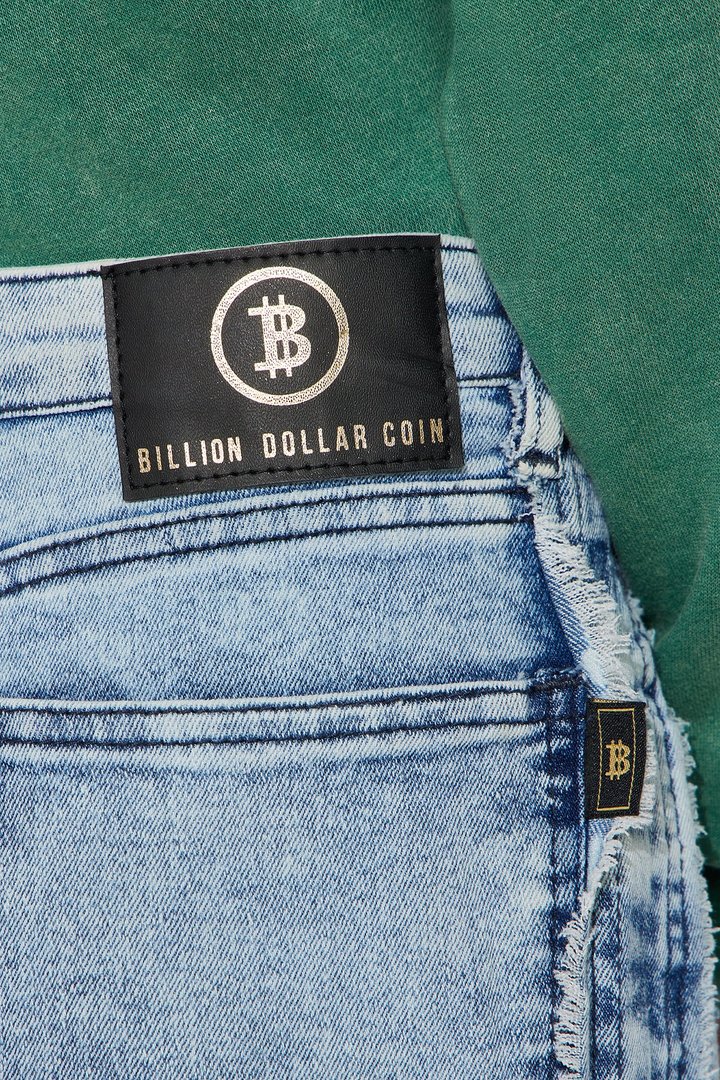 Mini Michael Frayed Straight Leg Jeans - Light Blue Wash
