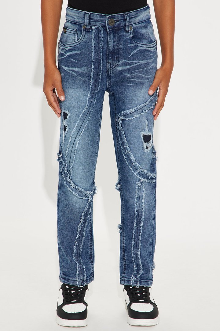 Mini Dylan Distressed Straight Leg Jeans - Indigo