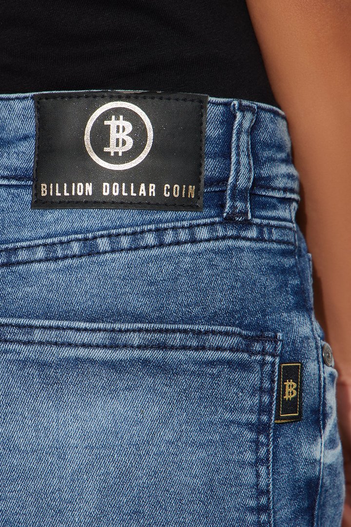 Mini Dylan Distressed Straight Leg Jeans - Indigo
