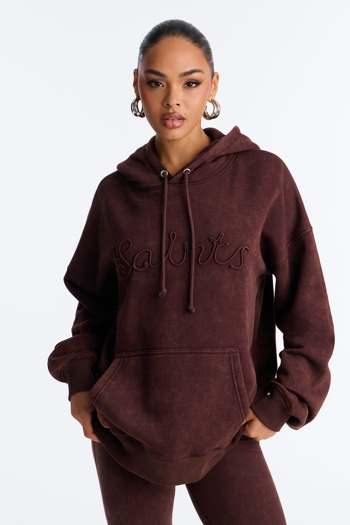 Like A Saint Fleece Flare Leg Pant Set - Brown