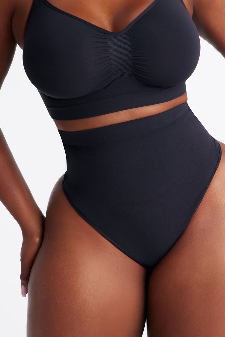 Nova Sculpt Seamless Strong Compression Mid Waist Thong - Black