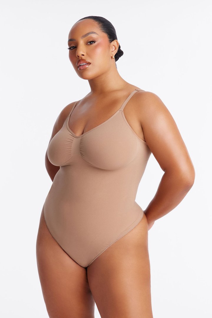 Nova Sculpt Seamless Strong Compression Low Back Thong Bodysuit - Nude